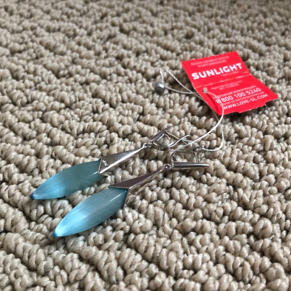 Silver 925 & blue stone never worn earrings